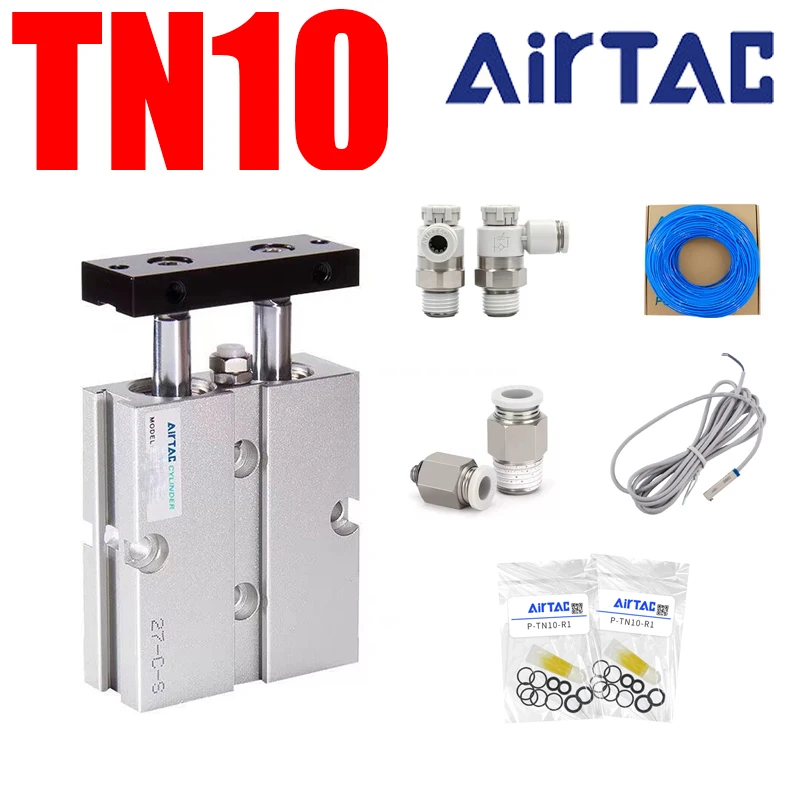 AirTAC Twin Rod Cylinder TN10  Full Accessory Package APC / PTL Connector  DMSJ Magnetic Switch PU Flexible Air Hose