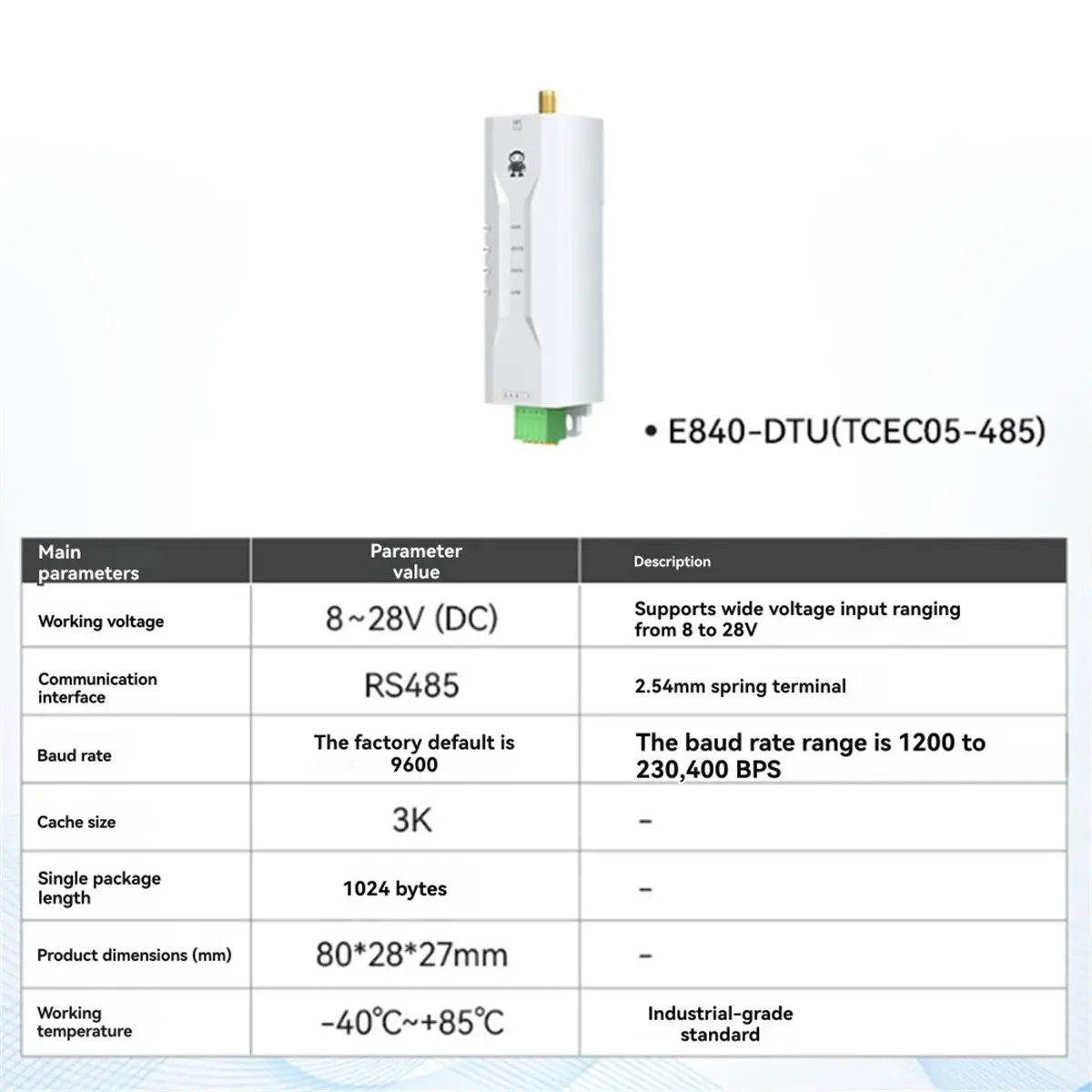 2026 New TCEC05-485 RS485 to Ethernet Serial Server DC8-28V RS485 UDP MQTT Small Size Modbus Industrial Grade AT Support