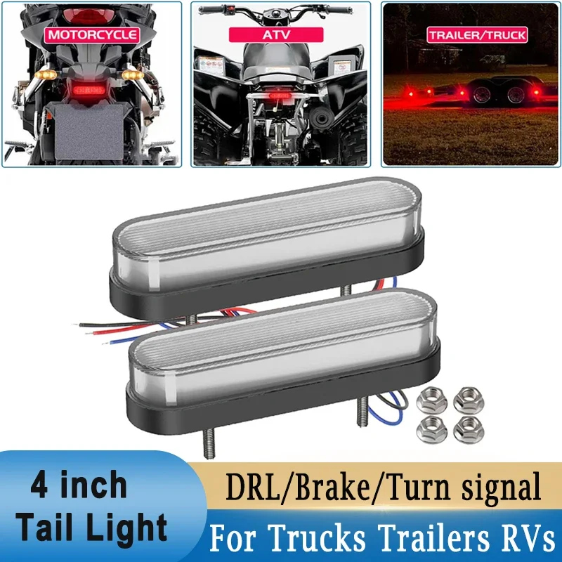 Universal 4inch LED Tail Brake Stop Lights for Truck Trailers DRL Flashing Strobe Lamp Side Marker Turn Signal Indicator