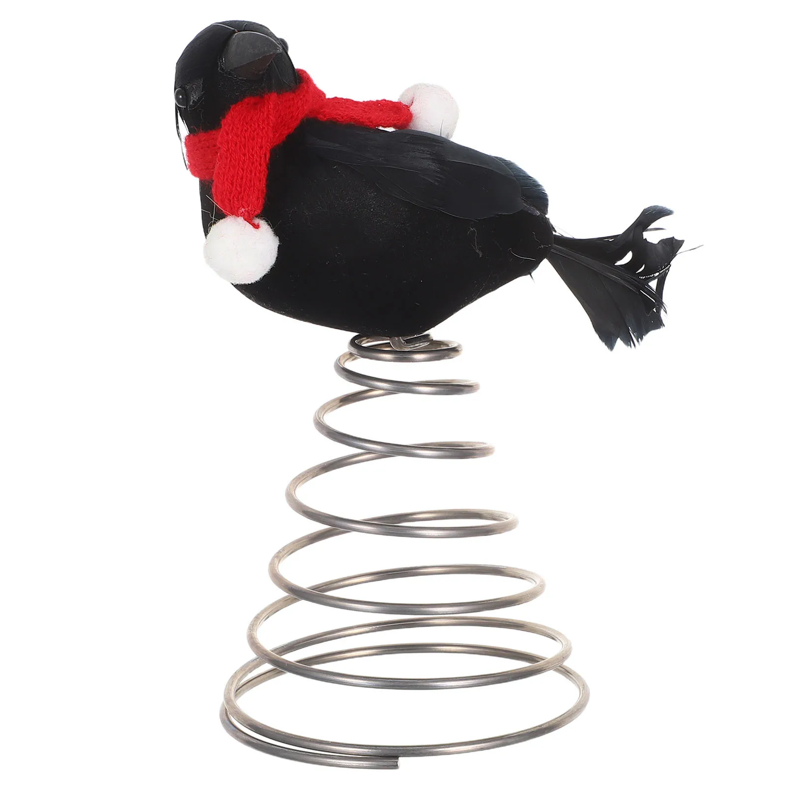 Mini figurka kruka na szczyt choinki, czerwony szalik, metalowy ptak, dekoracje świąteczne, ozdoby na choinkę, ozdoby na szczyt choinki, dekoracje na biurko