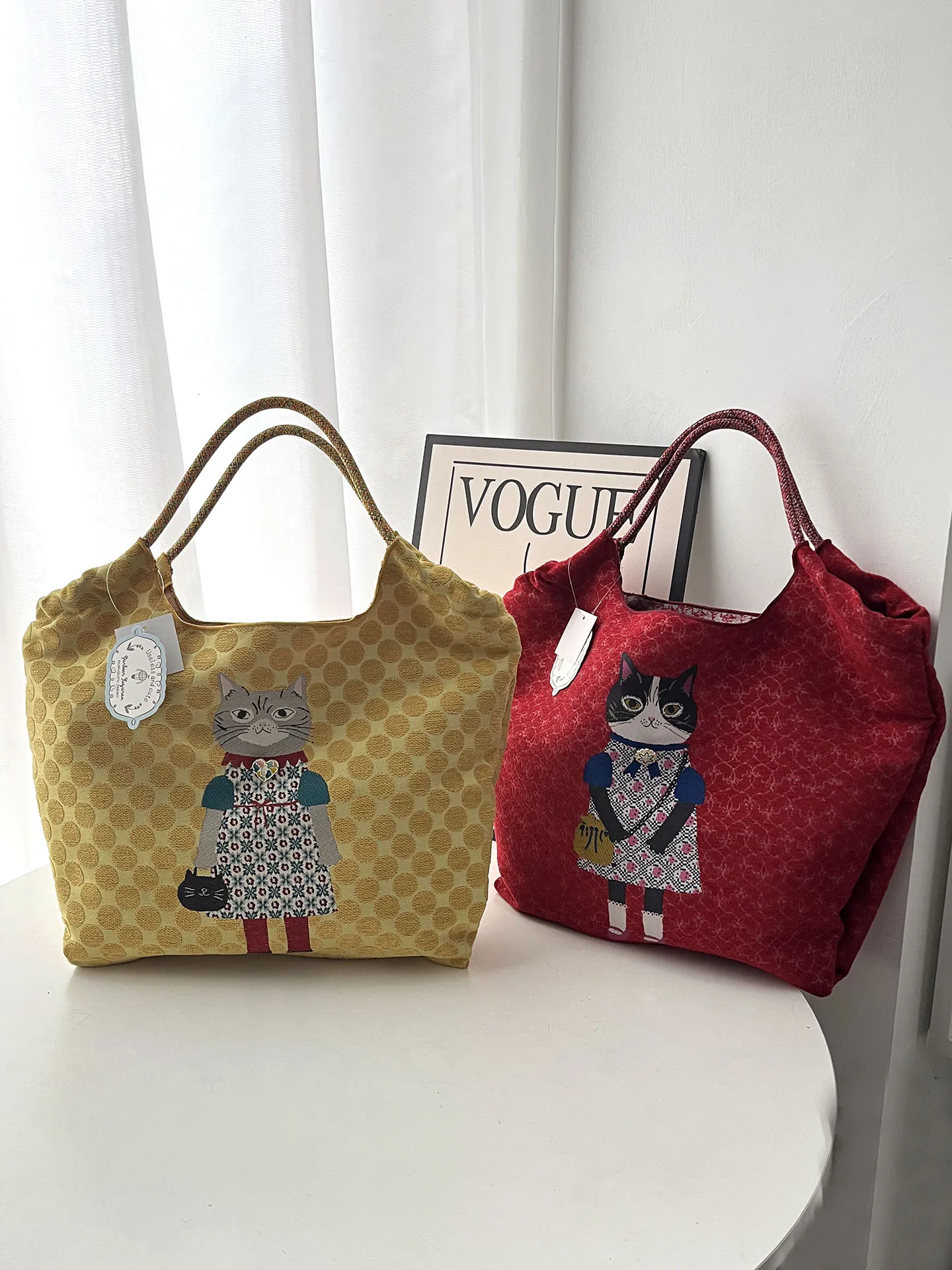 Kusuguru Princess  Handbag Tote Bag Embroidered Pattern Fashionable Shopping Bag Small Size High-End Feeling Handheld
