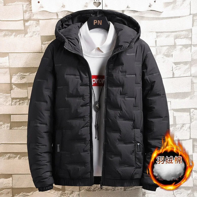 2023 New Men\'s Parkas Down Cotton Korean Winter Fleece Cotton-padded Jacket Hooded Coat Male Fashion Top Men Clothing Casual