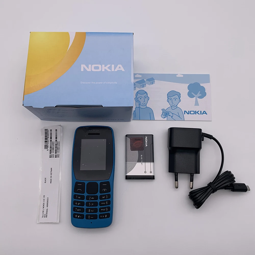 هاتف Nokia 110 (2019) الأصلي مصنوع في فنلندا يدعم اللغة الإنجليزية بحالة جيدة