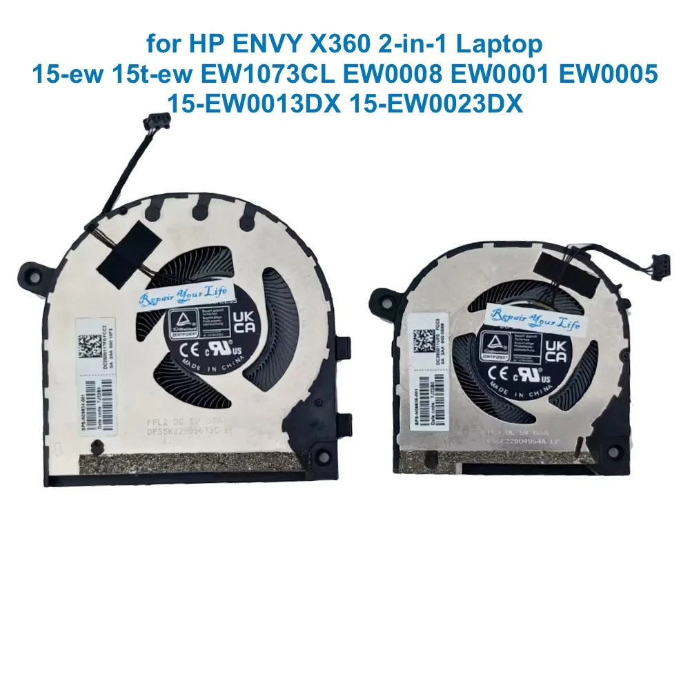Ventilador de refrigeración CPU GPU para HP ENVY X360 15-EY 15-EW 15T-EW EW0001 2 en 1 TPN-C157 ventiladores enfriadores de ordenador portátil N09635 N09634-001 DC 280011 TF0