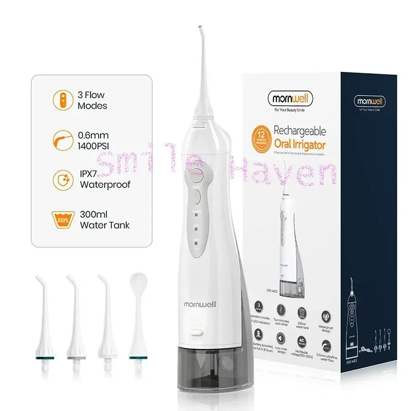 Oral Irrigator USB Rechargeable Water Flosser Portable Dental Water Jet 300ML Water Tank Waterproof 4 Model Teeth Cleaner