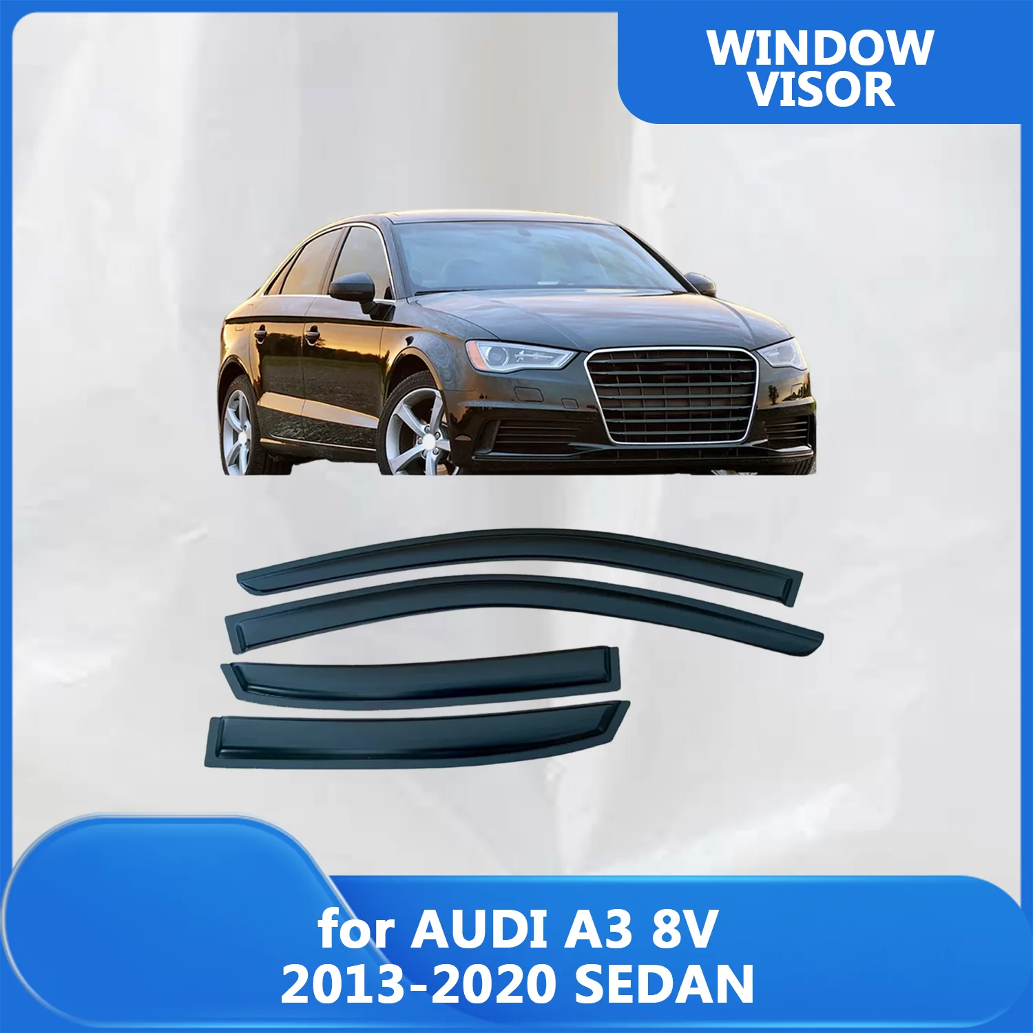 

Window Visor for AUDI A3 8V SEDAN 2013 2014 2015 2016 2017 2018 2019 2020 Wind Deflectors Rain Guards Door Visor Vent Shades