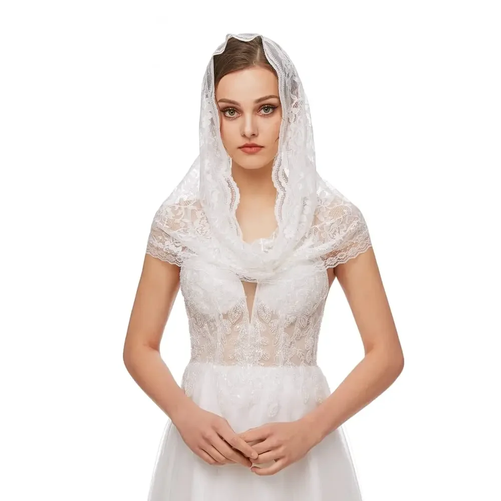 Veils Lace Scarf Veil Head Covering Latin Mass Mantilla Veil (White) 2025