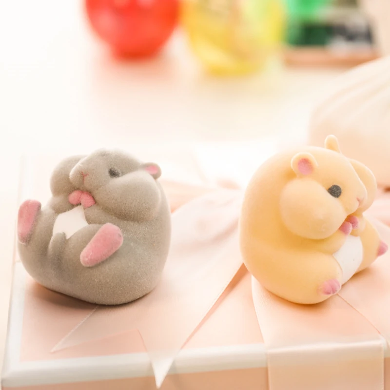 Soft Hamster Squishy Cute Flocking Figurine Gashapon Capsule Toy Kawaii Fatty Milky Animal Squeeze Stress Relief Children Gifts