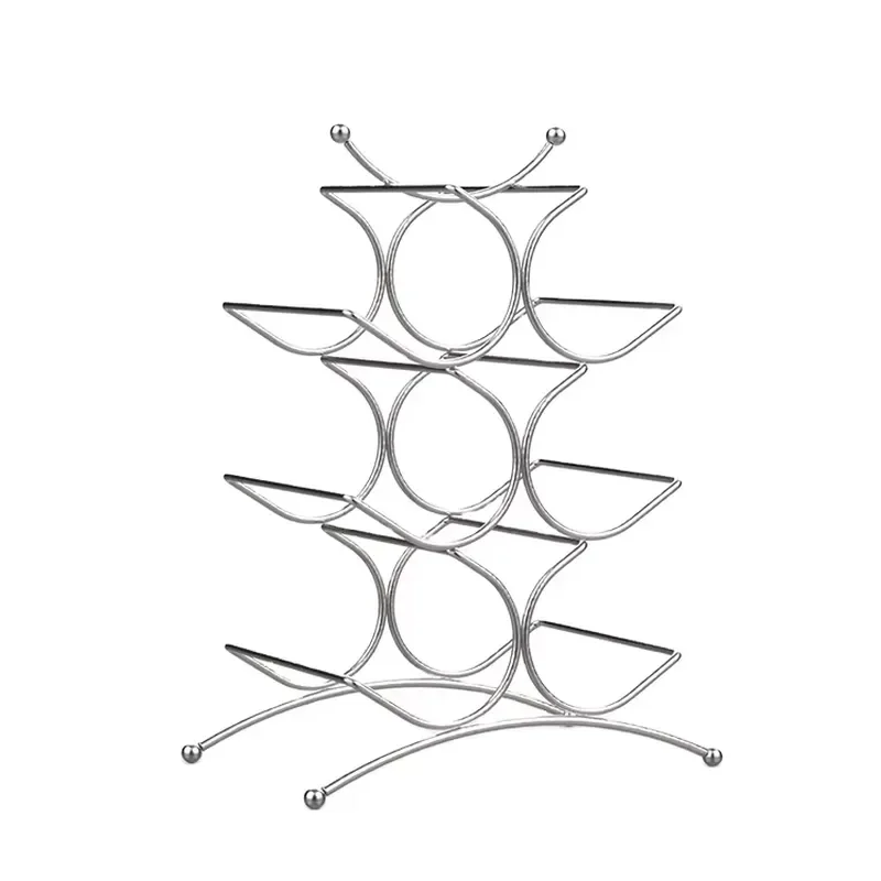 Decorative Wire Standing Wine Storage Rack Countertop Metal Wine Bottle Holder for Kitchen Bar Home Organization Display