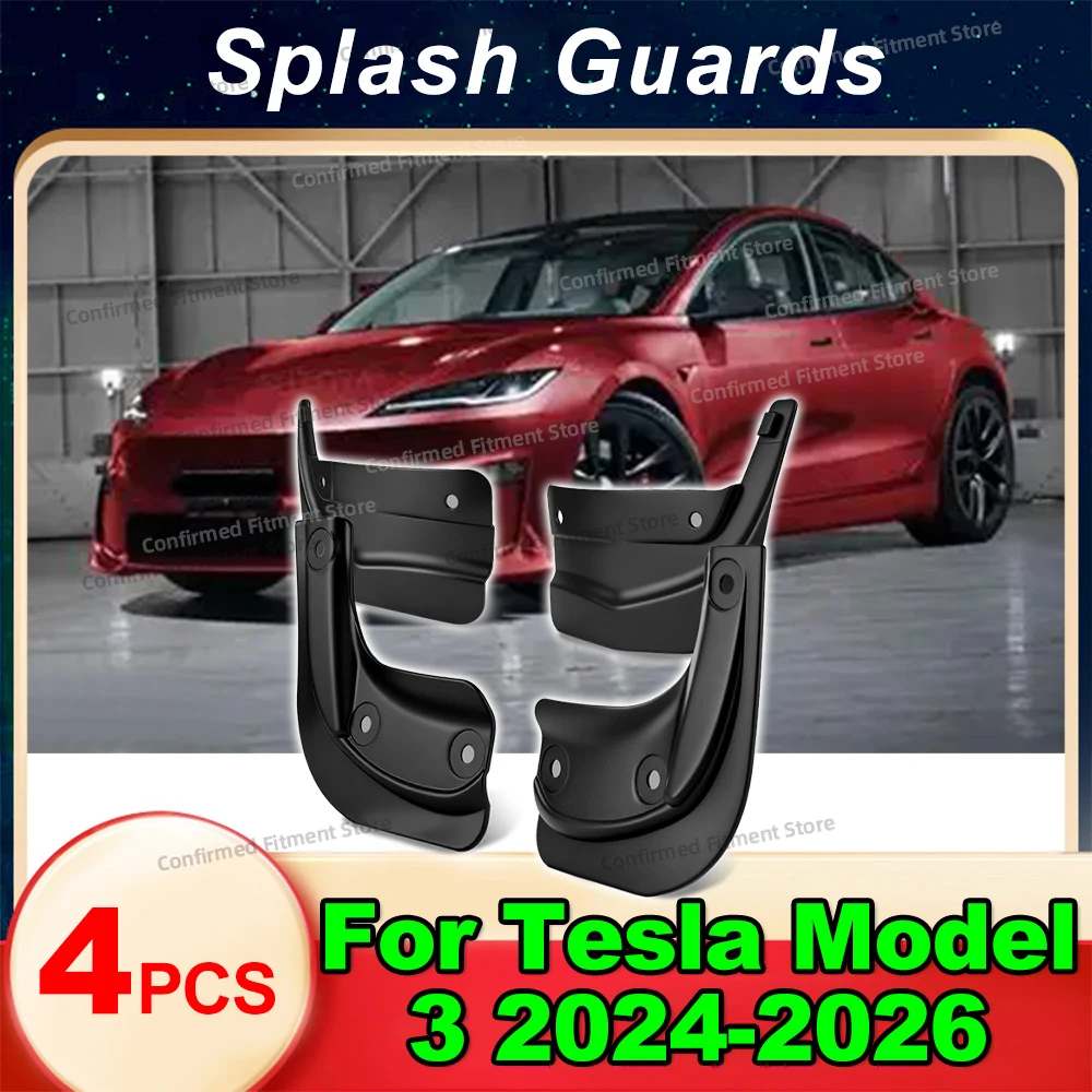 

4pcs Car Mudflaps For Tesla Model 3 2024 2005 2026 Splash Guards Mud Flap Mudguards Front Rear Wheel Fender Part Accessorie