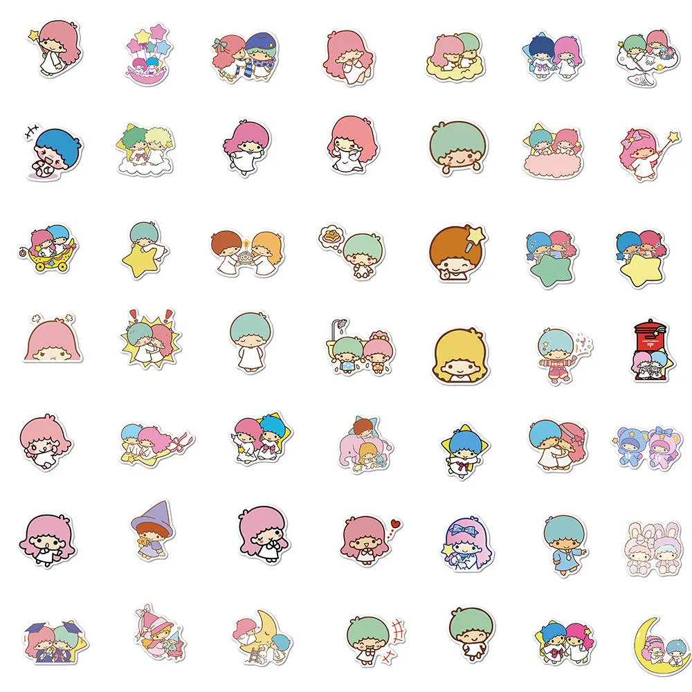 Sanrio Little Twin Stars Adesivos para Crianças, Decalques Anime Kawaii, Etiqueta Bonito Dos Desenhos Animados, Brinquedo DIY, Diário Do Telefone, Mala, 10 Pcs, 30 Pcs, 50 Pcs, 100Pcs