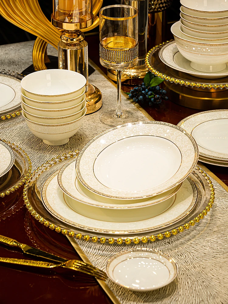 

Ele Bone China Dining Set Jingdezhen High Temperature 380℃ Rice Bowl Set Home Use Simple Fre Sle Free Combination