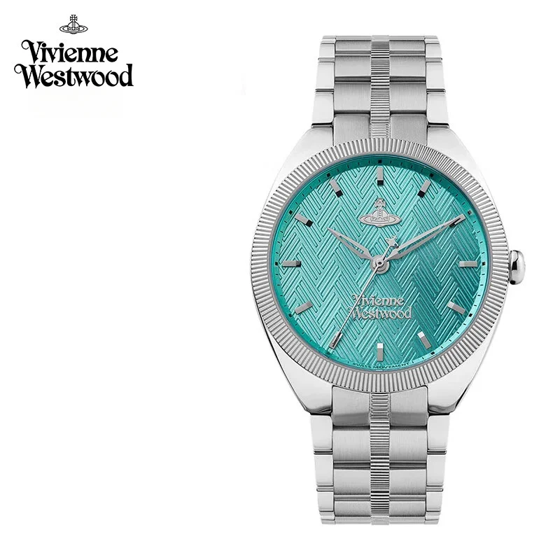 Koleksi Wanita Vivienne Westwood 2025 - Jam Tangan Tali Baja Tahan Karat Estetika Tinggi Biru Danau
