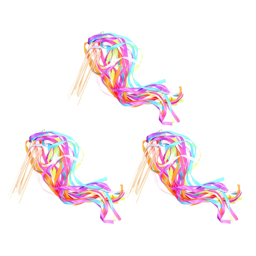 

30pcs Ribbon Sticks Bright Color Handheld Streamers For Wedding Party Event Decor Ornaments Festival Celebration Tools