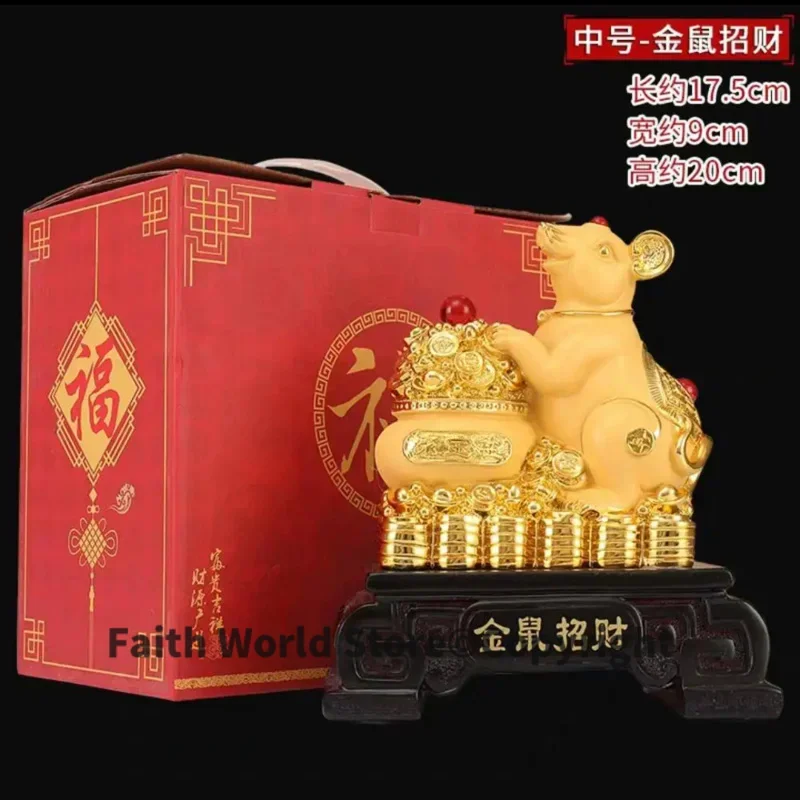 2026 NEW HOME OFFICE decor gift bring wealth fortune Propitious GOOD LUCK Chinese Zodiac gold mouse Decoration gift box