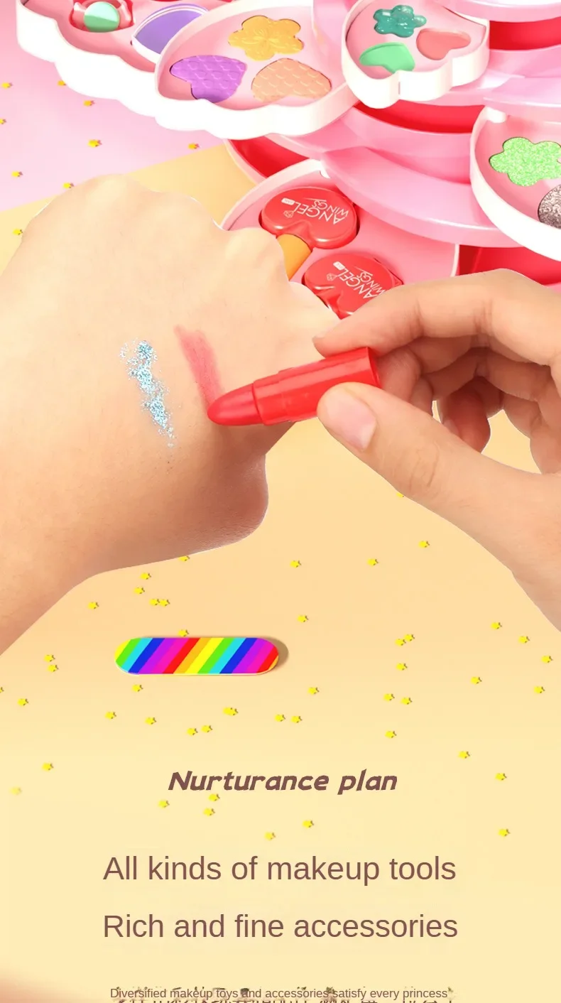 Make-up-Box mit Drehöffnung, Kosmetikspielzeug für kleine Mädchen, Prinzessinnen-Make-up-Set zur Förderung von Kreativität und Fantasie – Detail 5