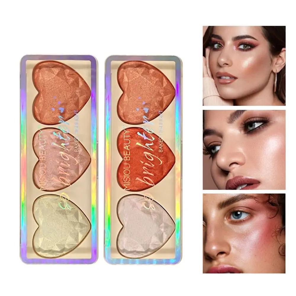 Paleta de glitter em forma de amor para mulheres, alto brilho, duradoura, impermeável, blush de contorno, multicolorido, shimmer, prato vermelho, na moda