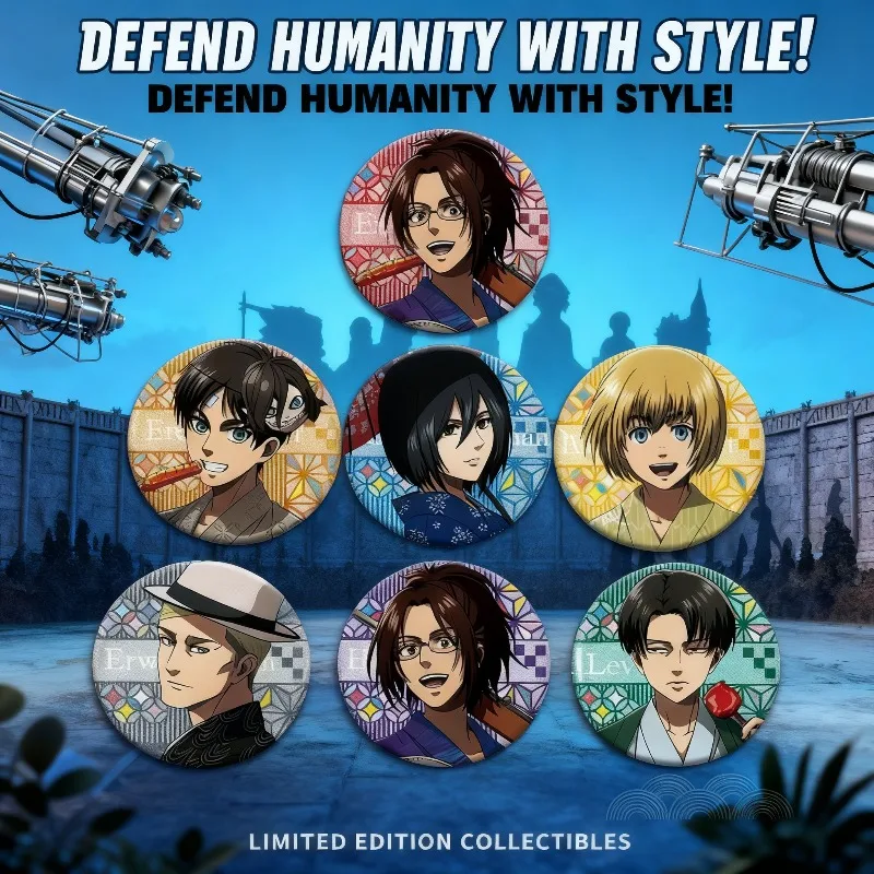

Attack on Titan Anime Pin 201 Series Double Flash Badge 219-224 Plain Laser Silver Onion 75mm 58mm Collectible Manga