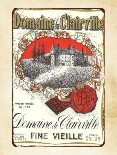 1 pcs,French Wine Label Domaine de Clairville Fine Vieille metal tin sign home decor