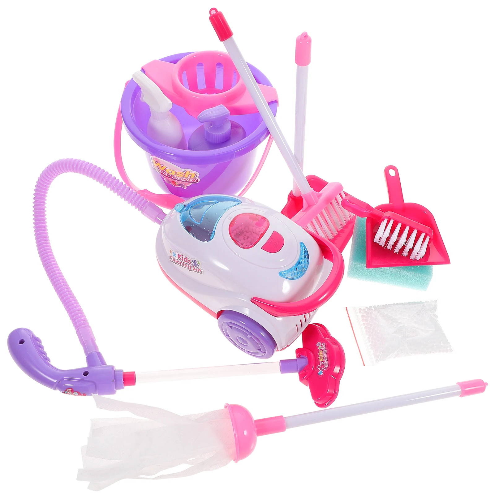 

11pcs Simulation Vacuum Cleaner Cleaning Tools Set Red Dustpan Broom Toy Kids Play House Plastic Child Fun Creative