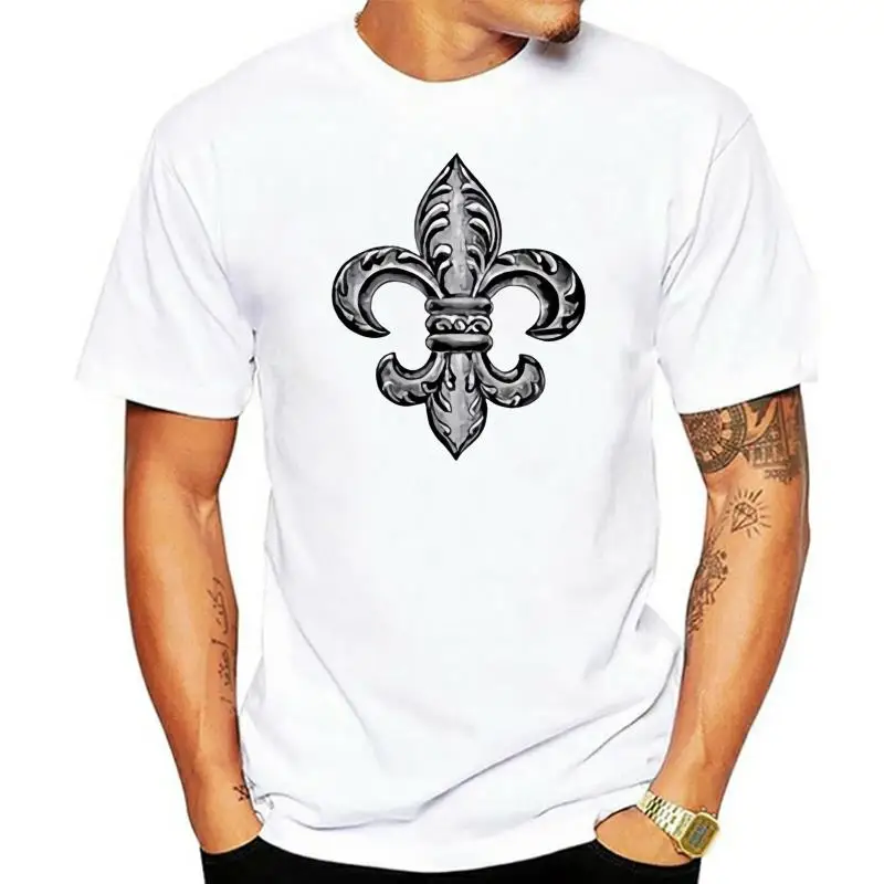 100% Cotton tshirt men Vintage Fleur De Lis Ringer fashion summer 2022 trend T shirt