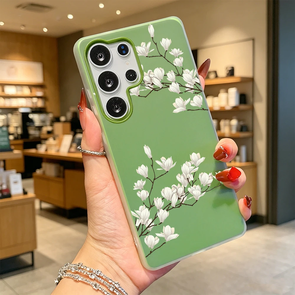 Watercolor Magnolia Twigs Phone Case For Samsung Galaxy A57 A56 A55 A36 A35 A34 A27 A26 A25 A17 A16 A15 A07 A06 A05 Cover