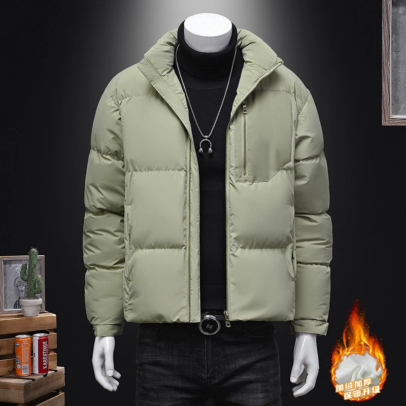 

Couple Stand Collar Casual Parkas Winter Men's High-quality Thick Cotton Jacket Windproof Contrasting Colors Simple Parkas