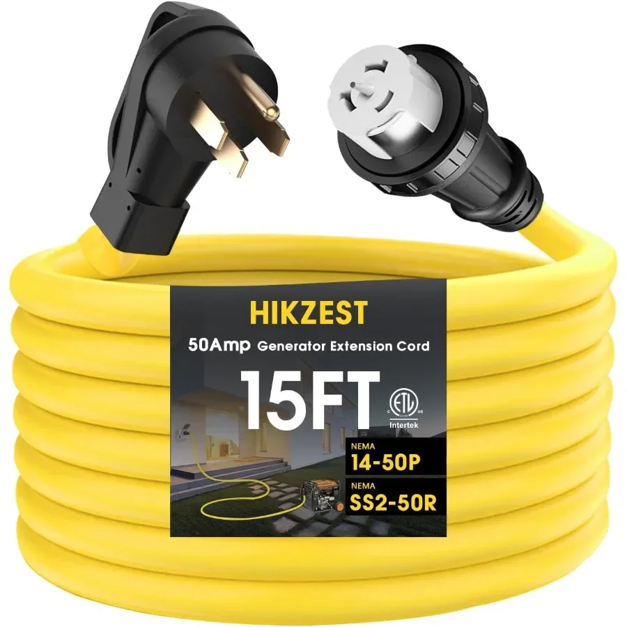 

50 Amp Generator Cord 15 Feet NEMA 1450P Male to SS250R CS6364 Generator Emergency Power Cord with 125 250V Twist Lock Connecto