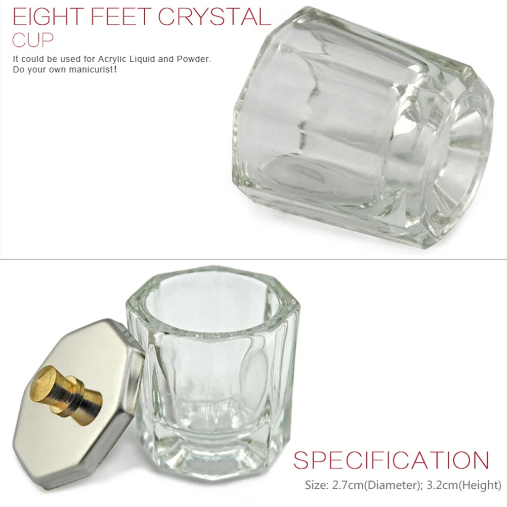2 個のクリスタルカッププレミアムガラスネイルアートカップアクリル液体パウダーを混合するための簡単なクリーニングホームプロフェッショナルマニキュア使用