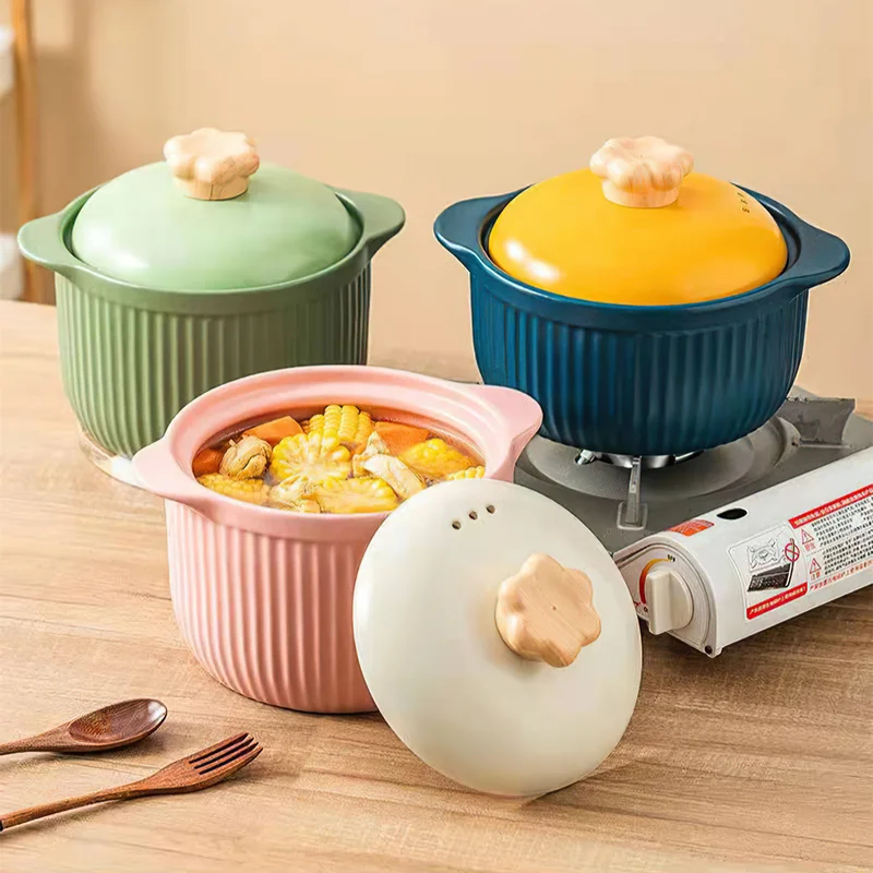 2.5L Ceramic Casserole Nordic Macaron 3.5L Soup Pot Kitchenware Big Cooking Pots Saucepan Cookware Kitchen Pan Stew Chicken