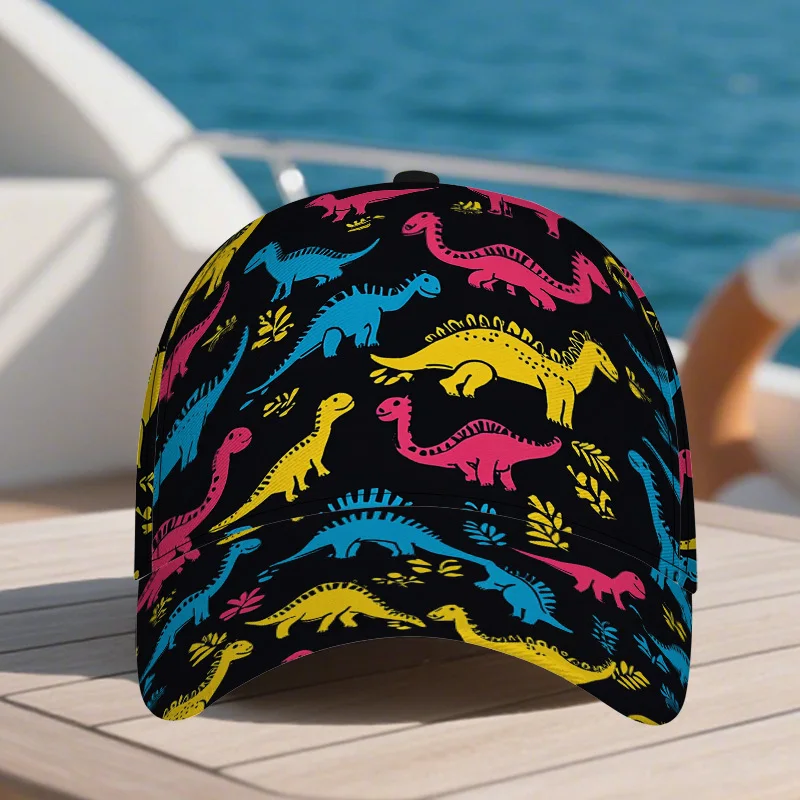 Featuring a Dinosaur Celebration Pattern a Casual Adjustable Duckbill Hat Designed to Be Lightweight And Perfect for Daily Use