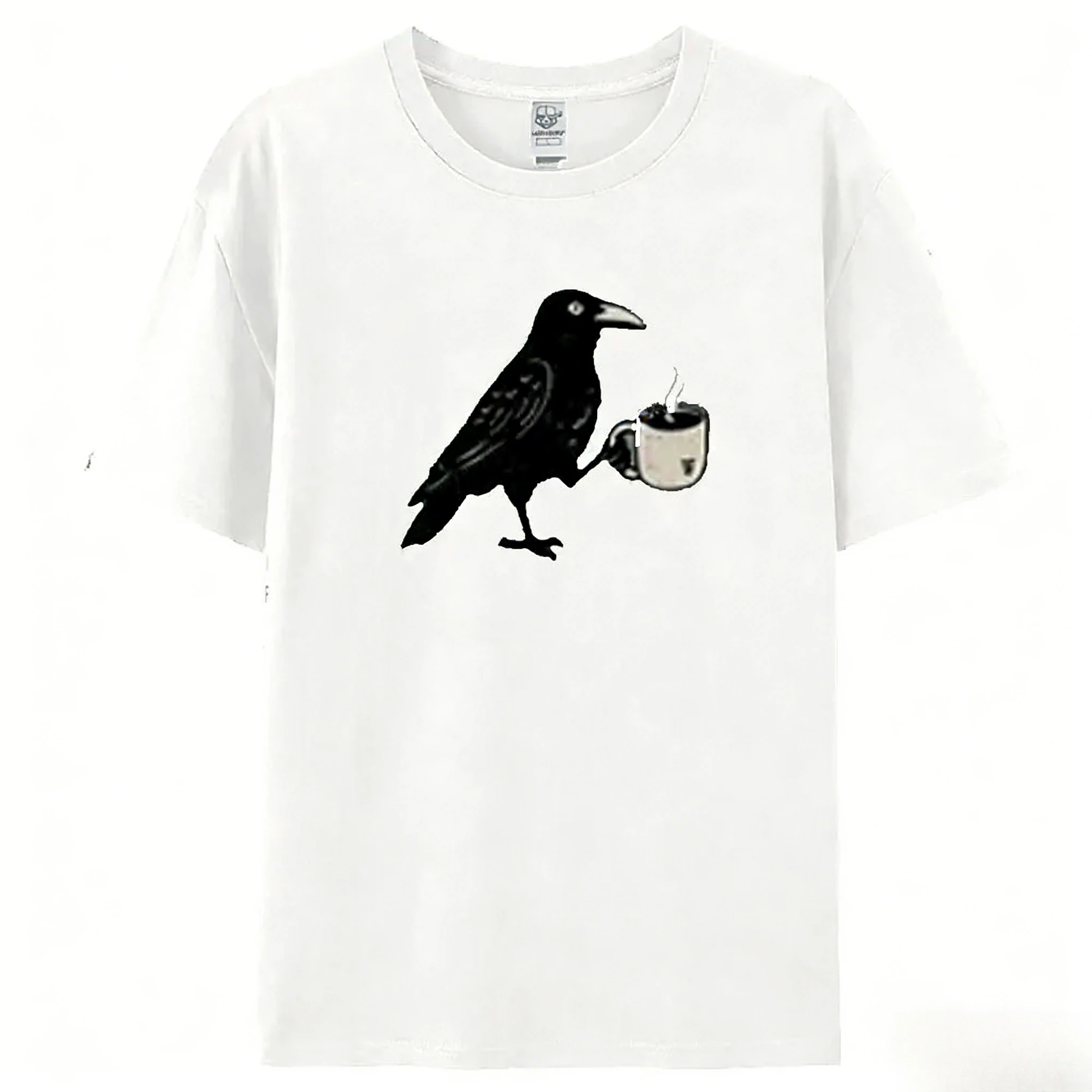 

Raven Crow Coffee Shirt Funny Unique Design Printed T-shirt Men Women Universal Fashion Summer Casual Crewneck Short Sleeve