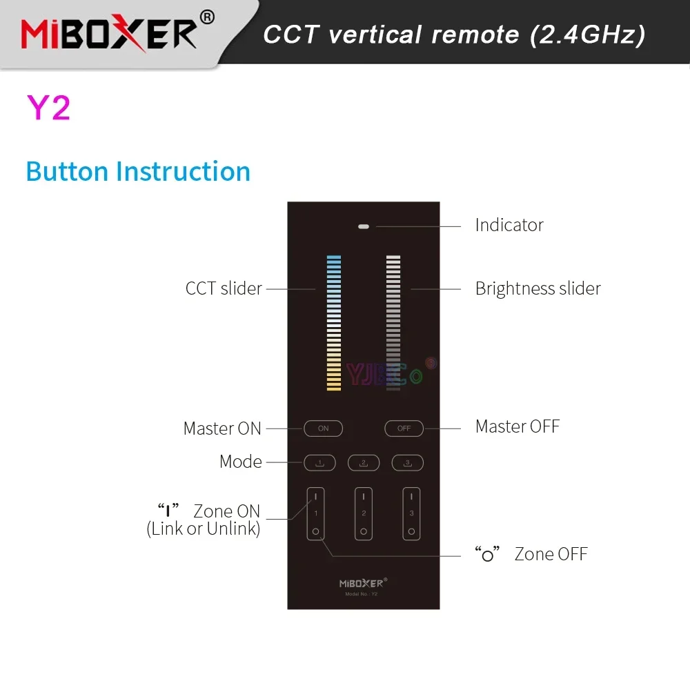 

Y2 Miboxer 2.4G CCT vertical remote Switch 3V Dim brightness & color temperature touch glass Dimmer led lights controller