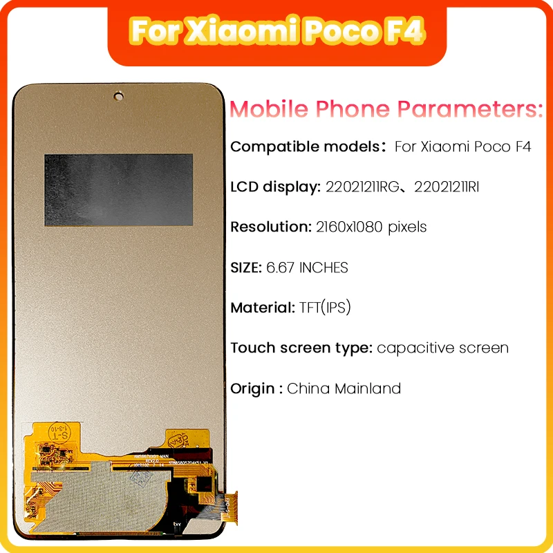 6.67 For Xiaomi  Poco F4 mobile phone display LCD   touch screen digitising 22021211RG、22021211RI replacement LCD display