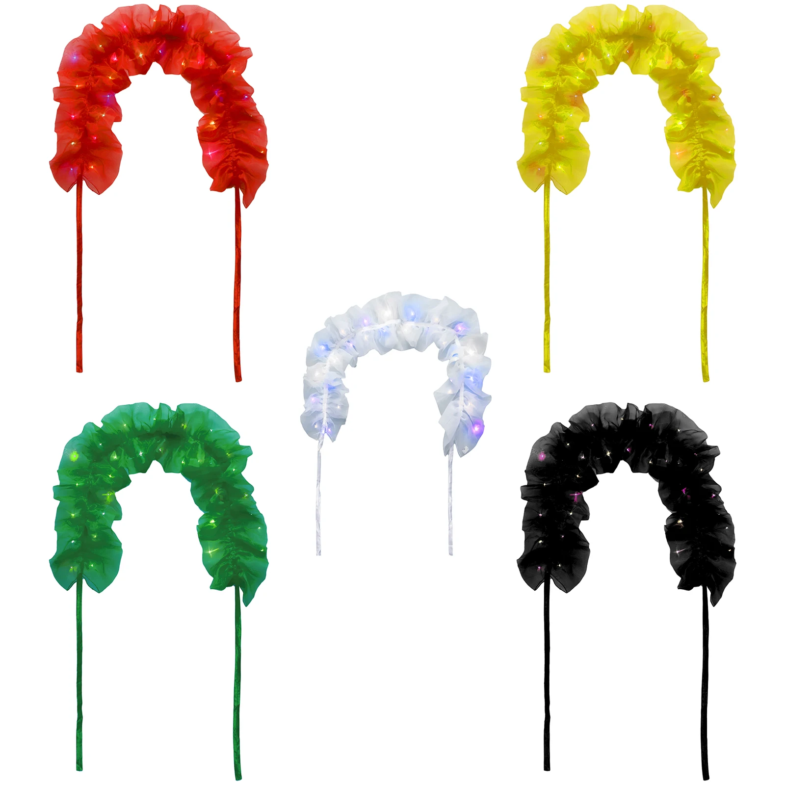 

Colorful Retro Fake Collar Cape Shawl Unisex Self-tied Ruffled Shawl Scarf with Light for Halloween Bridal Costumes Accessories