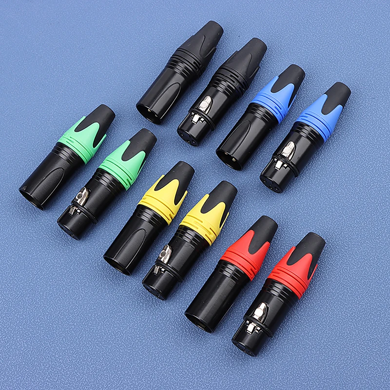 1Set 3 Pin XLR Female Jack + Male Plug Professional 3 Pole XLR Socket Plug Microphone Connector Microphone Plug