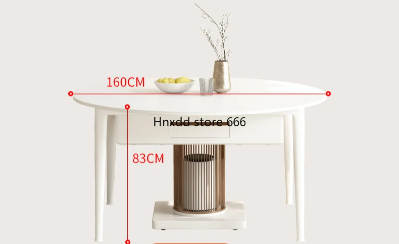 Round rock slab folding telescopic dining table mahjong table dual-purpose