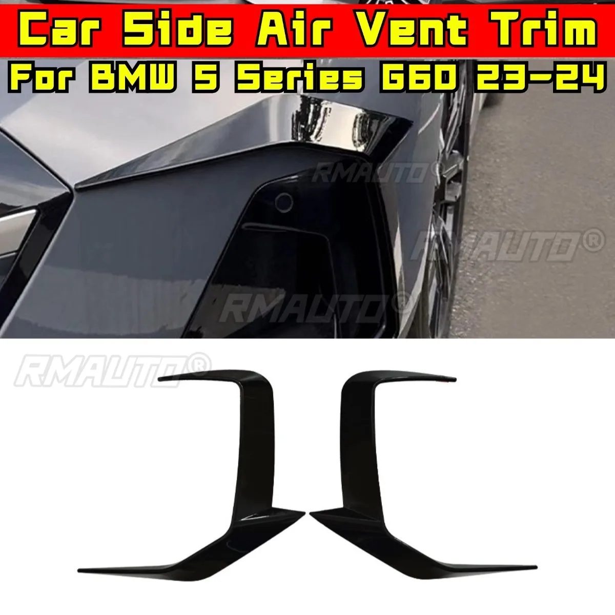 

Car Side Bumper Air Intake Vent Splitter Accessories For BMW 5 Series G60 2023-2024 Bumper Splitter Cover Air Vent Trim Body Kit