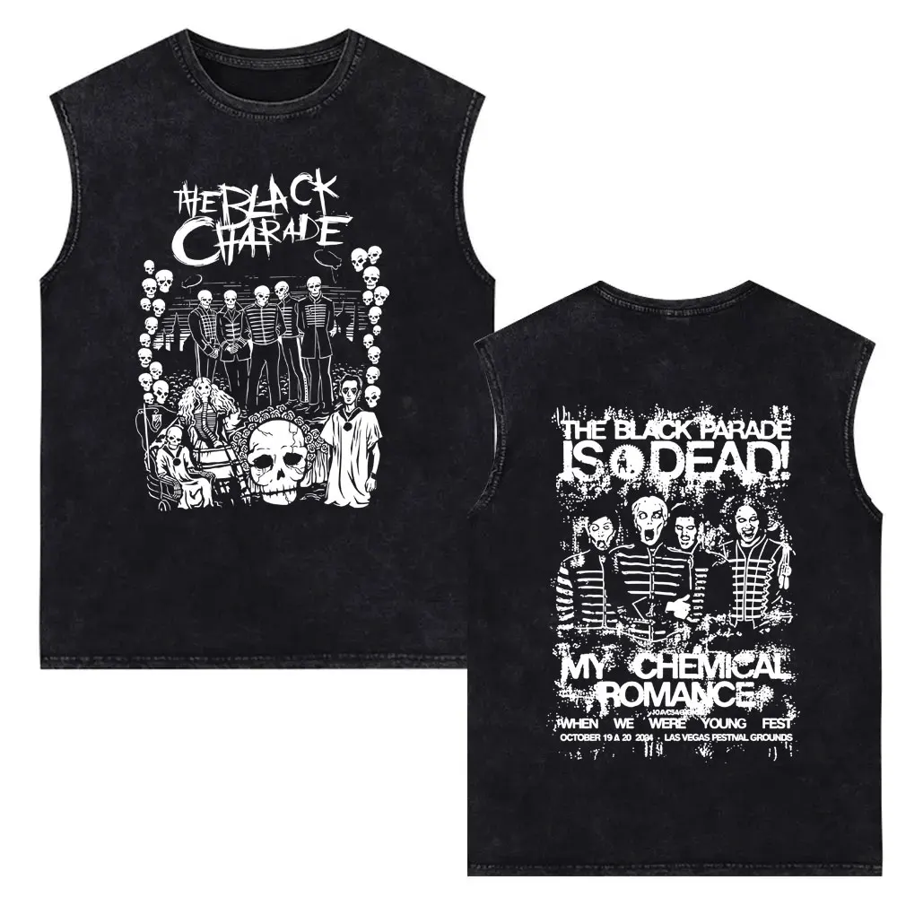 

My Chemical Romance Washed Tank Tops The Black Parade Sleeveless Vest Men Women Vintage Punk Emo Rock Band Oversized T-shirt