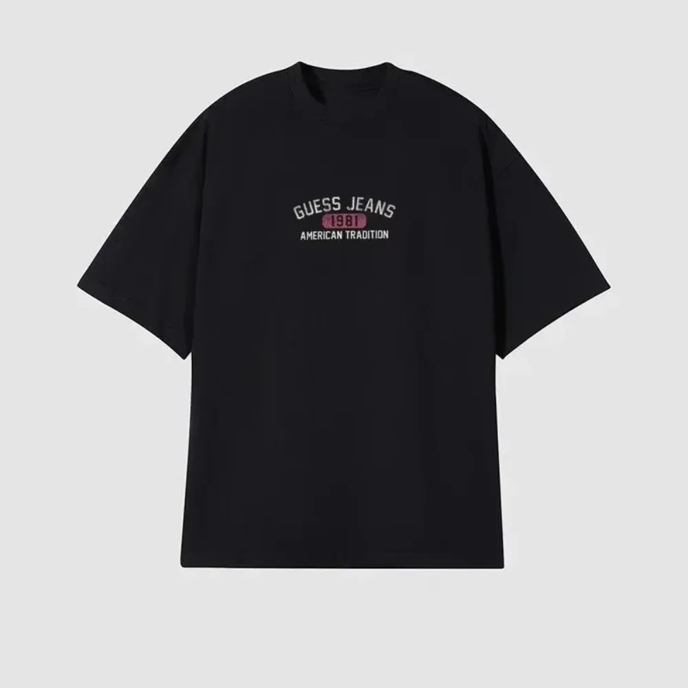 

Простая женская хлопковая футболка с коротким рукавом с принтом, свободная летняя удобная уличная одежда большого размера в стиле ретро с коротким рукавом