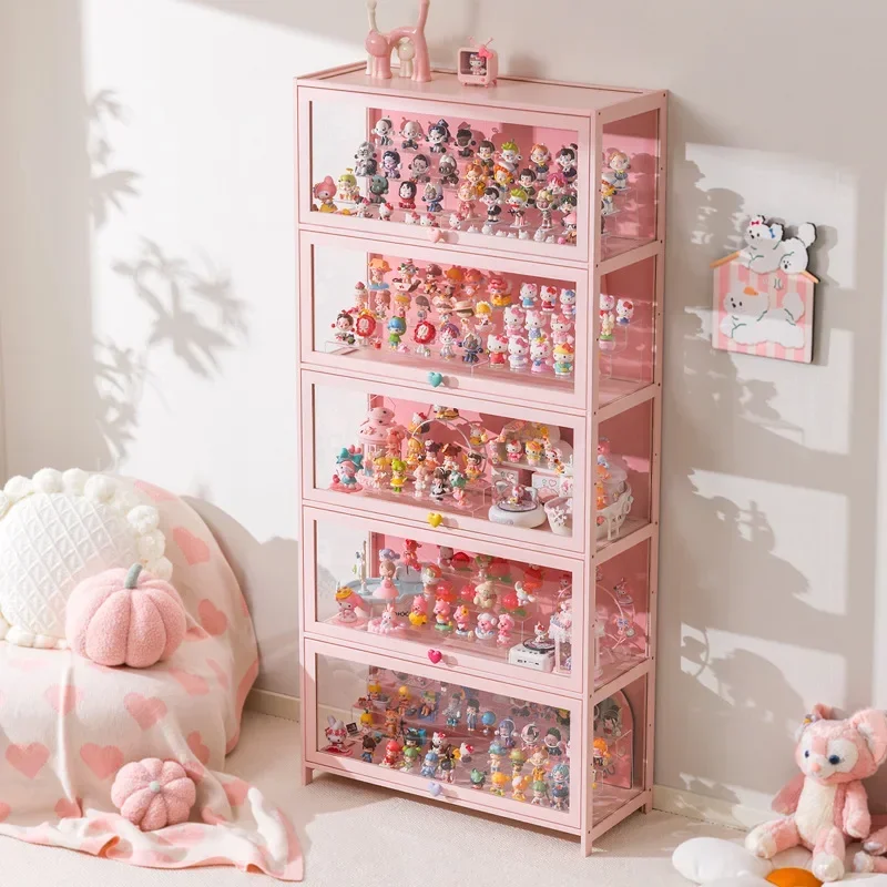 Display cabinet Household blind box ornament Pain cabinet decoration Dust-proof glass display stand Living room model cabinet view 2