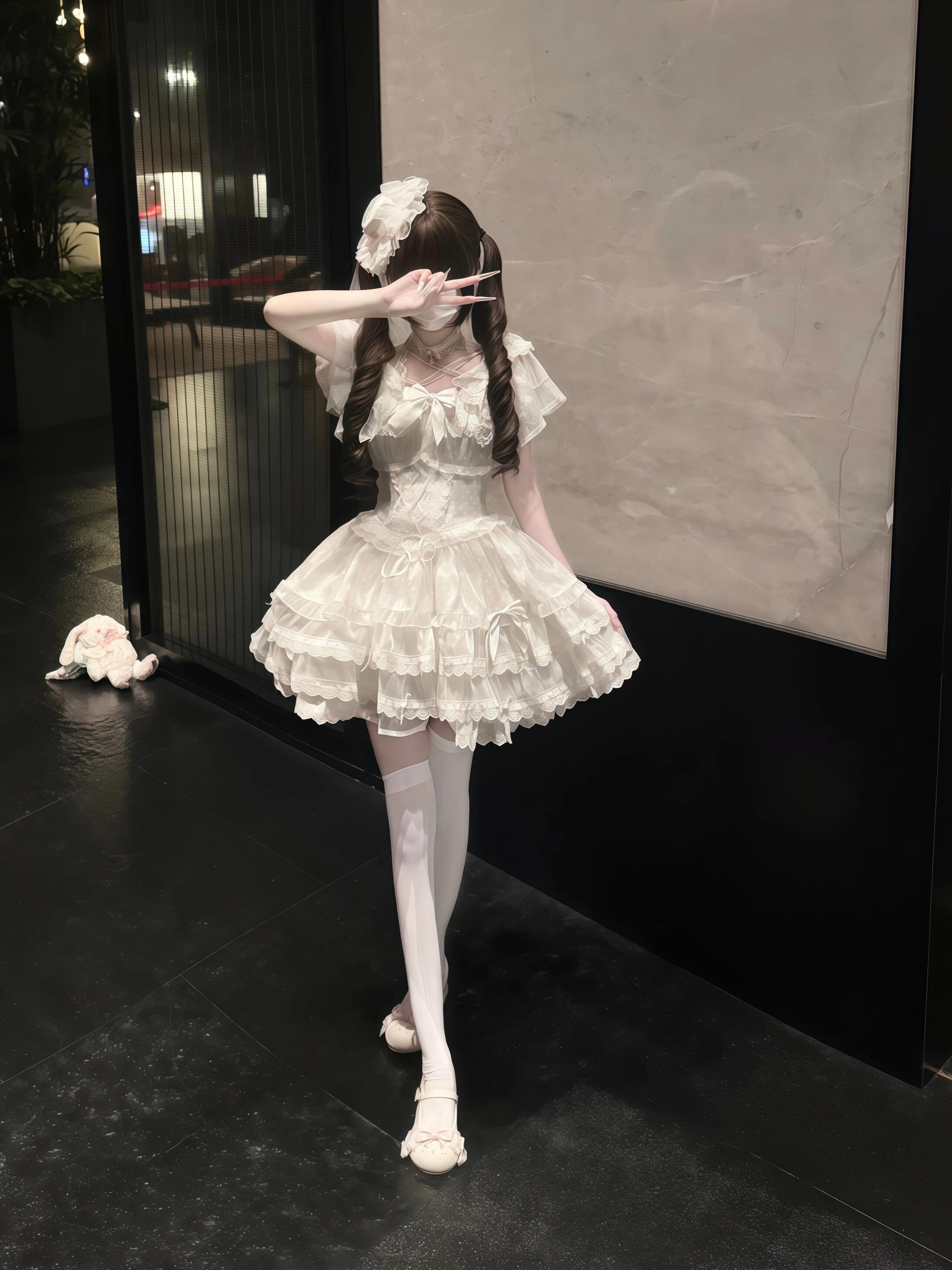 

Lolita Ballet Style Off-Shoulder White Cake Princess Dress Birthday Ball Gown City Commute Street Style Date Suitable Dress