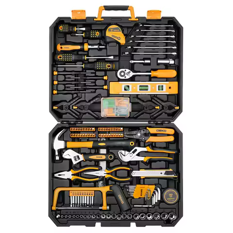 DEKO 228 peças chave de soquete ferramenta de reparo automático pacote combinação conjunto de ferramentas mistas kit de ferramentas manuais com caixa de armazenamento de ferramentas de plástico