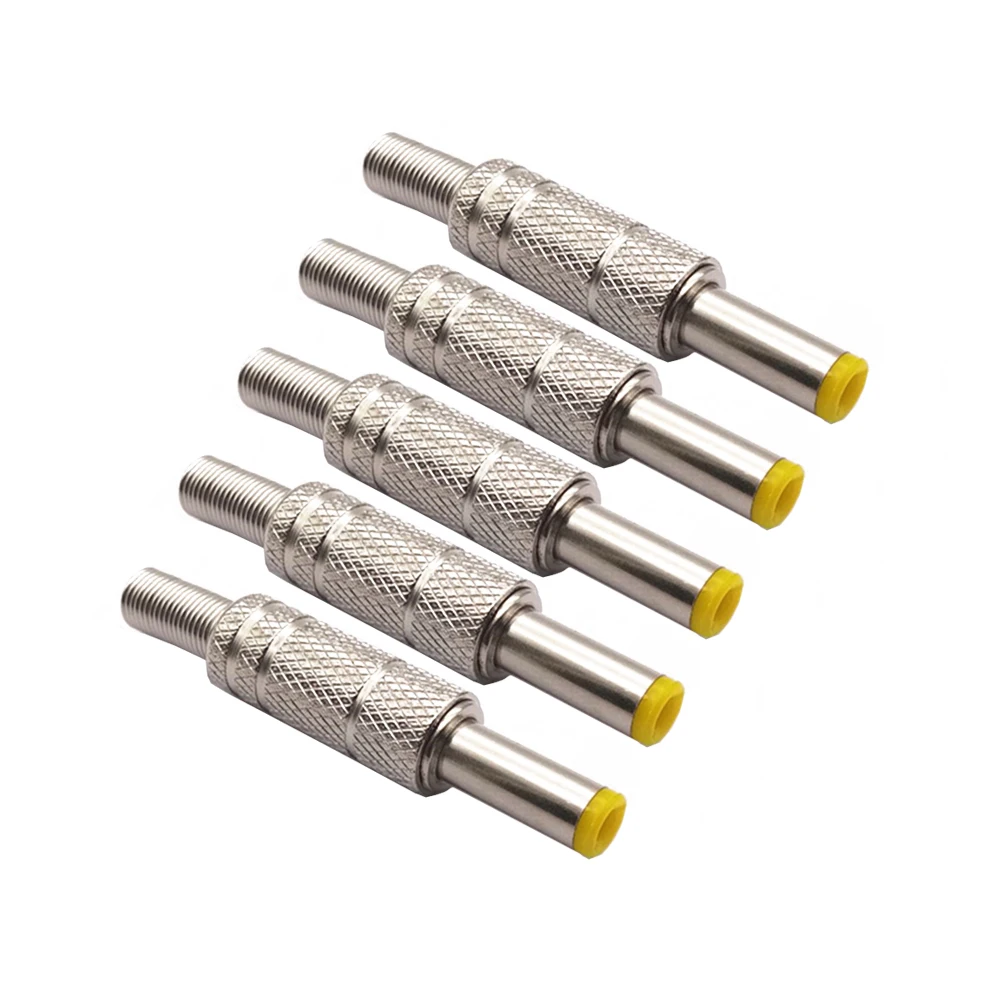 

5Pcs Silver Metal 5.5x2.5mm DC Power Jack Male Plug Metal Connector Adapter Welding Connector with Spring and Yellow Head