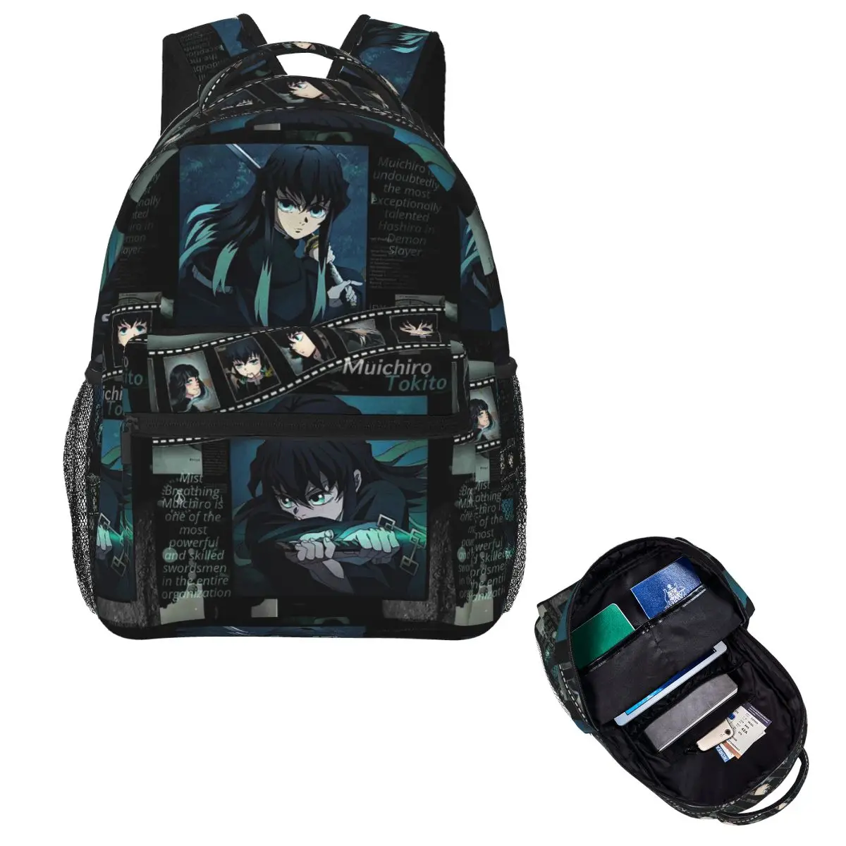 Muichiro Tokito Student Backpack School Bag Hiking Travel Daypack for Men Women Fashion Bookbag Shoulder Bags