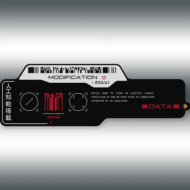 Cyberpunk Mechanical Reflective Moto Sticker English QR Code Label Vinyl Decal Off Road Car Glass Decoration Luggage Box Sticker
