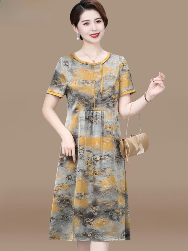 

New Chinese Sle Mommy Dr Summer Large Size 2025 New Model Middle-Aged And ly Women's Clothing Summer Dr Ele ...
