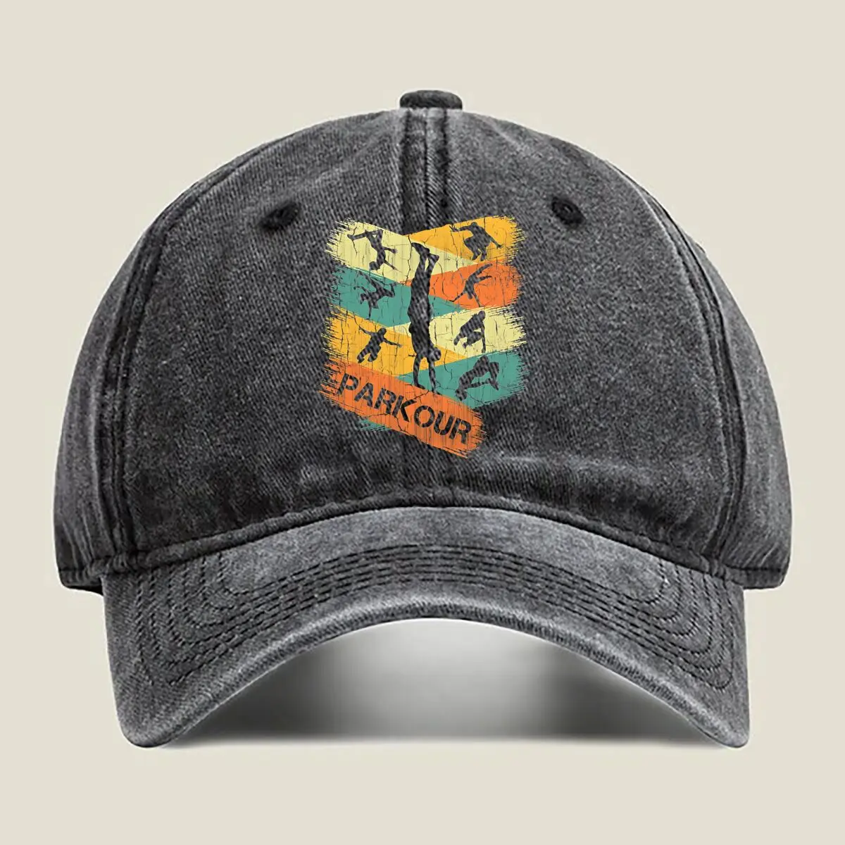 

Parkour - Bold, Action - Themed Design Washed Baseball Cap