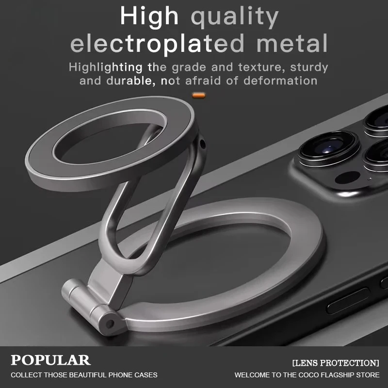 حامل هاتف مزدوج الجوانب حامل حلقي للهاتف المغناطيسي مسند قبضة مغناطيسية لهاتف MagSafe iPhone 16 15 14 13 12 Pro Max حامل السيارة
