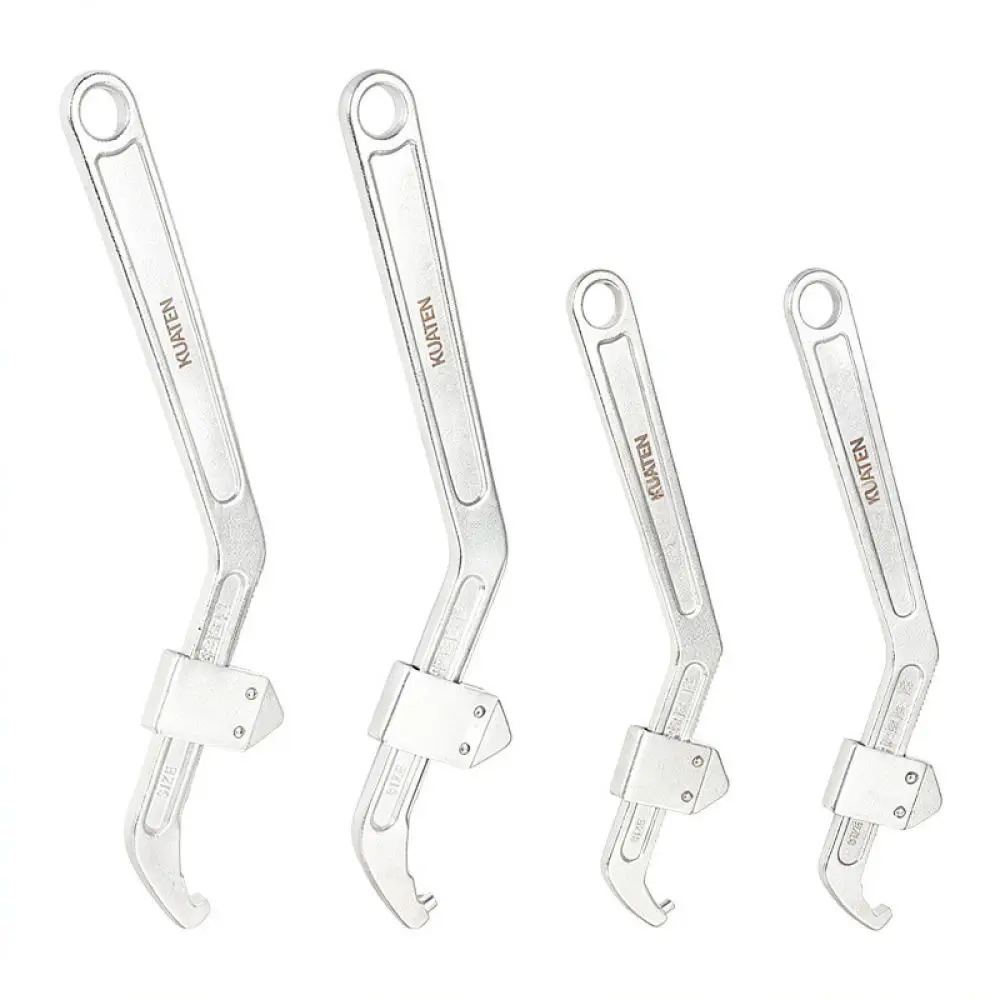 Adjustable Crescent Hook Wrench For For KUATEN Spanner Tool Repairing Shock Absorber Cylinder Water Meter Nut Removal Hand Tool